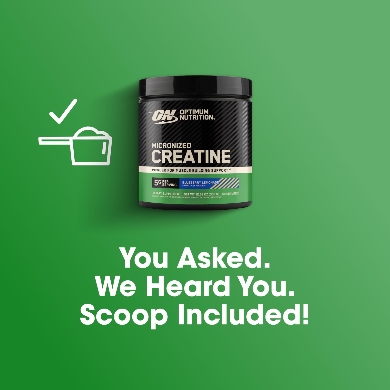 Micronized Creatine Monohydrate Powder – 5g Strength & Recovery, 60 Servings, Bl