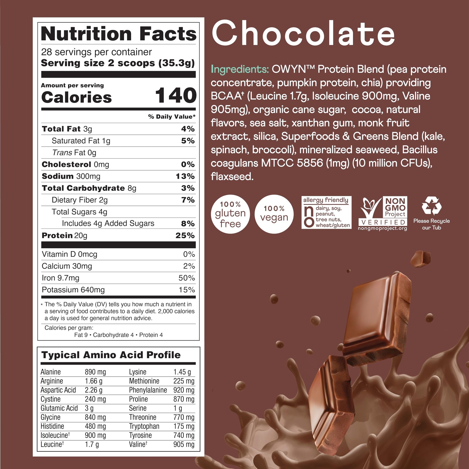 OWYN Only What You Need Chocolate Flavored Protein 2.2 Pound (Pack of 1)