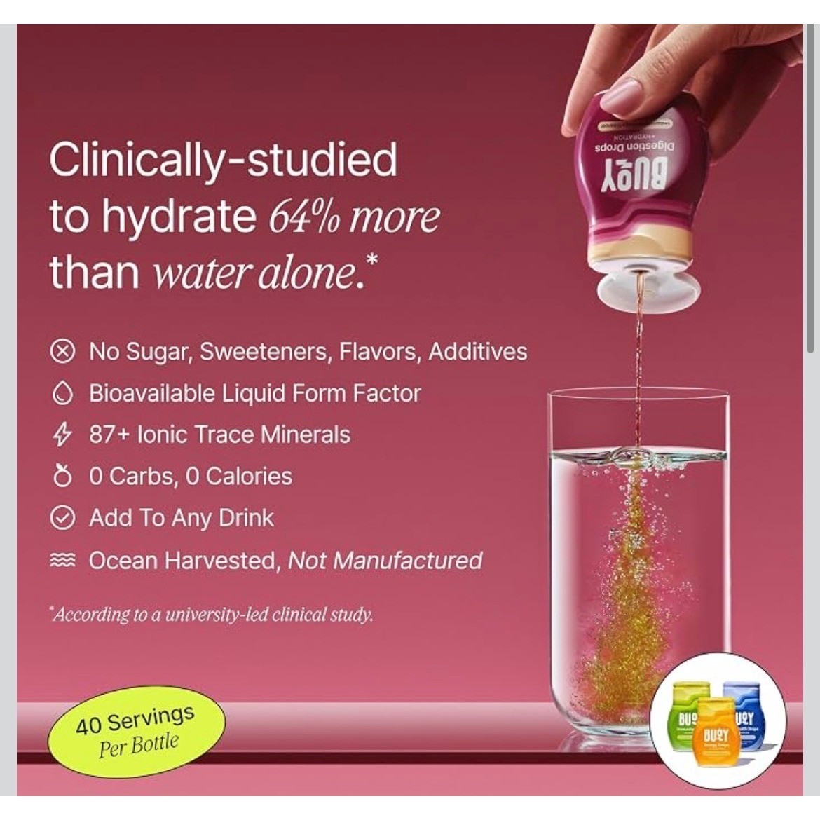 Buoy Electrolyte Drops Variety Pack 4 Pack Hydration Immunity Energy Digestion
