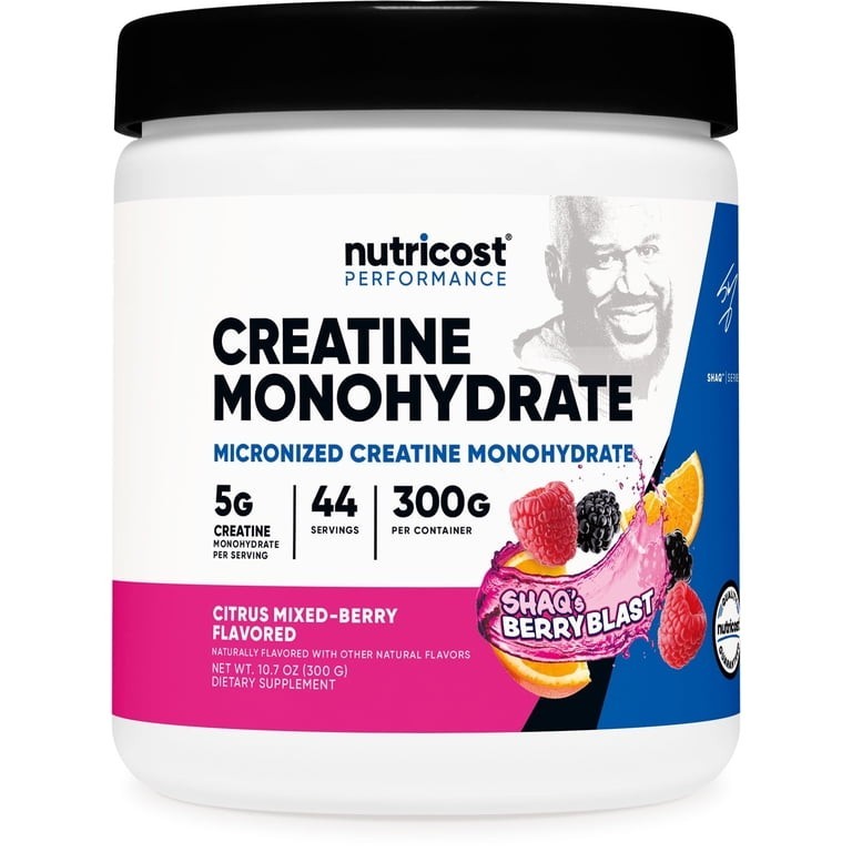 Nutricost Creatine Monohydrate Powder (Shaq’s Berry Blast, 300 Gram) – GMO-Free