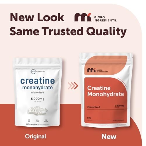 Creatine Monohydrate 5000mg 500 Capsules Pure Keto Non-GMO