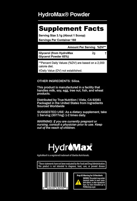 True Nutrition Hydromax Glycerol Powder – 1 kg (500 g x 2)