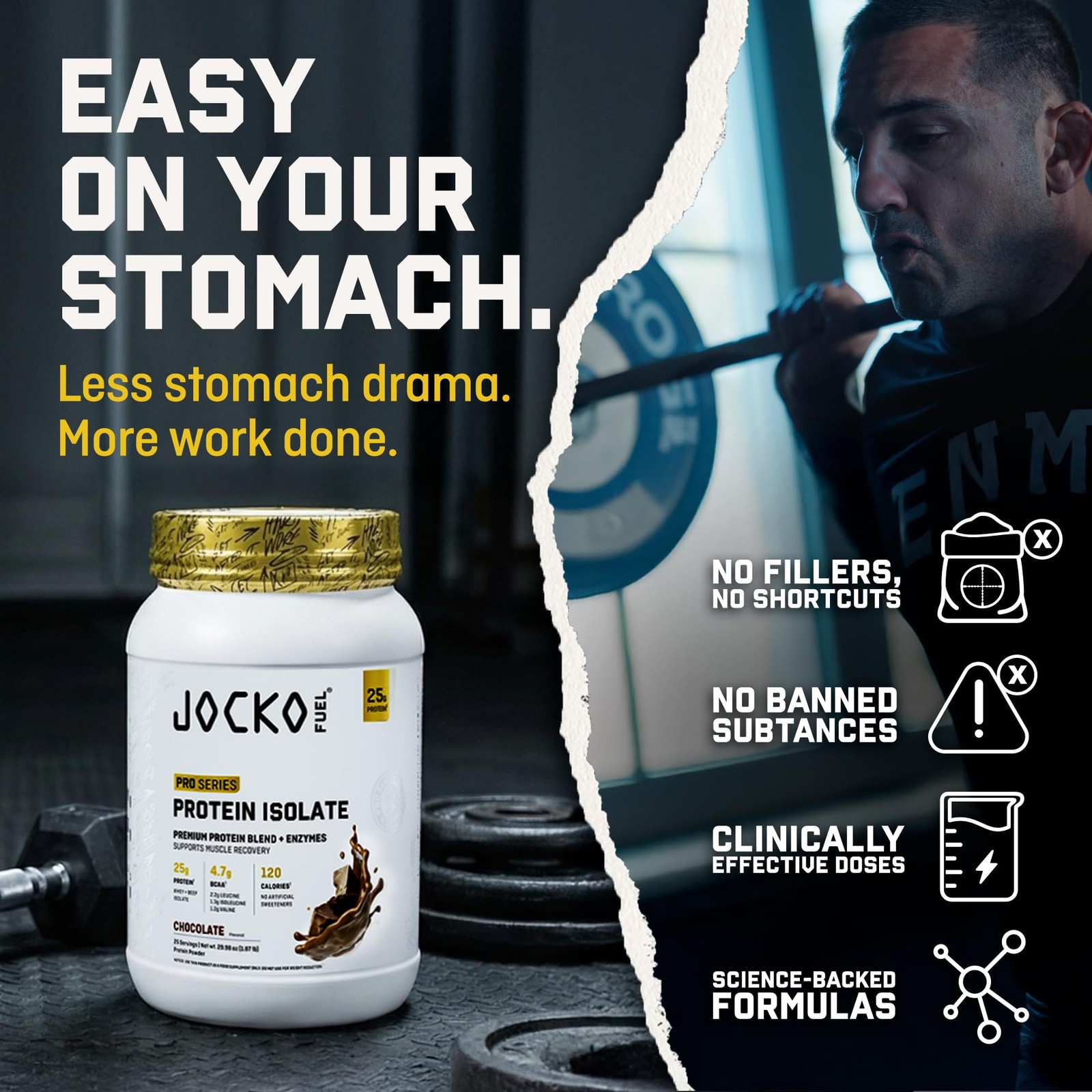 Jocko Fuel Whey Protein Isolate Pro Series, Chocolate, 25g Low Lactose Whey +…