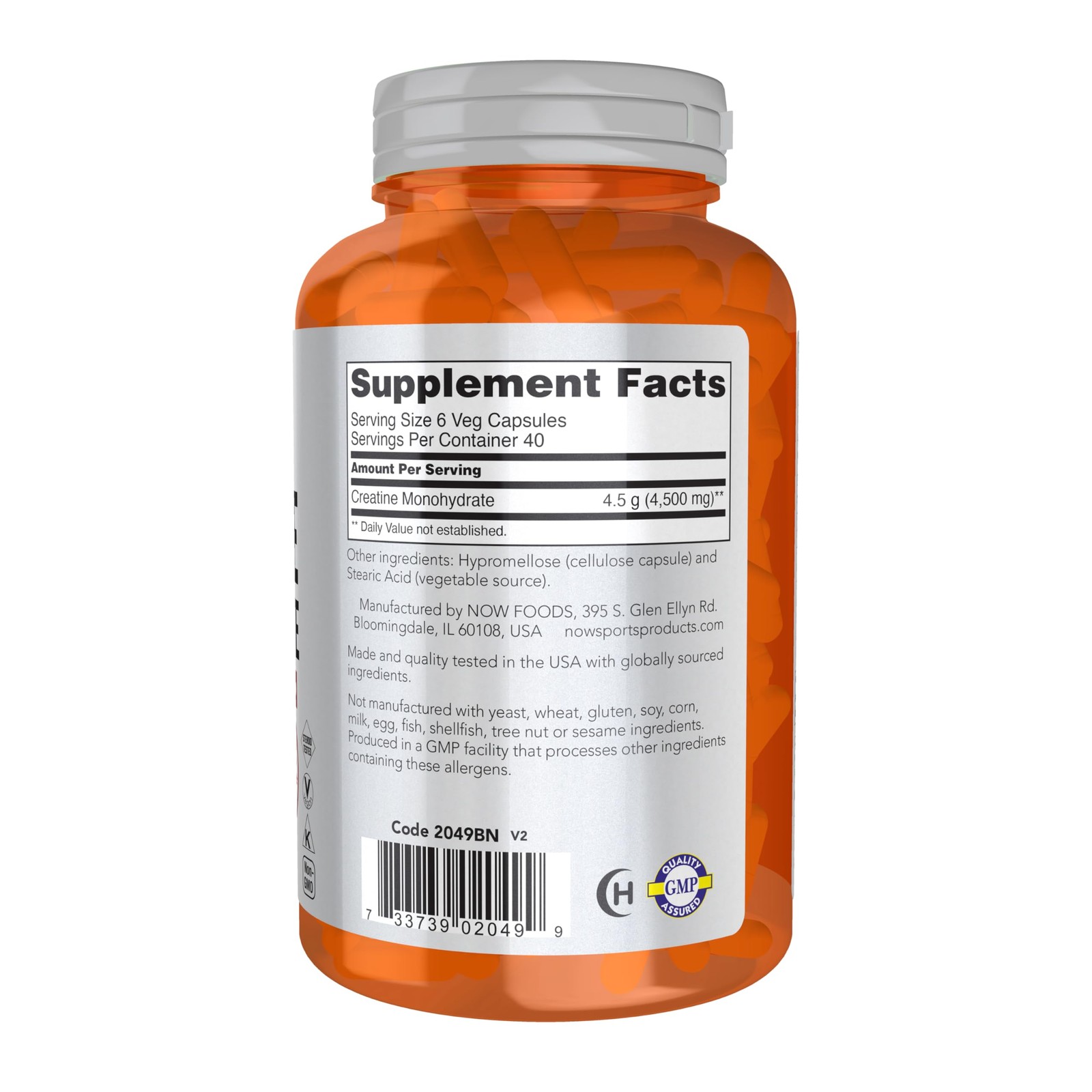 Now Sports Creatine Monohydrate 240 Count Pure Energy And Mass Builder Supple…