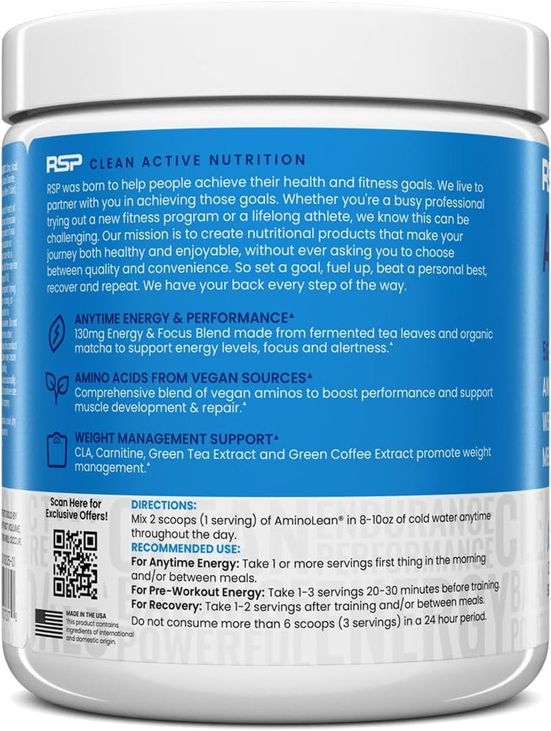 Aminolean Pre Workout Powder, Amino Energy & Weight Management with Vegan BCAA A