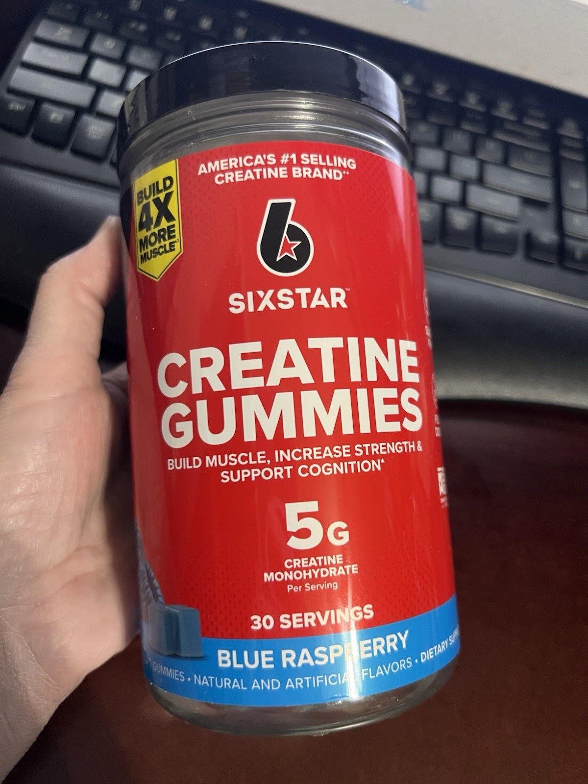 Six Star Creatine Gummies Sugar-Free Blue Raspberry 5g Monohydrate 30 Svgs