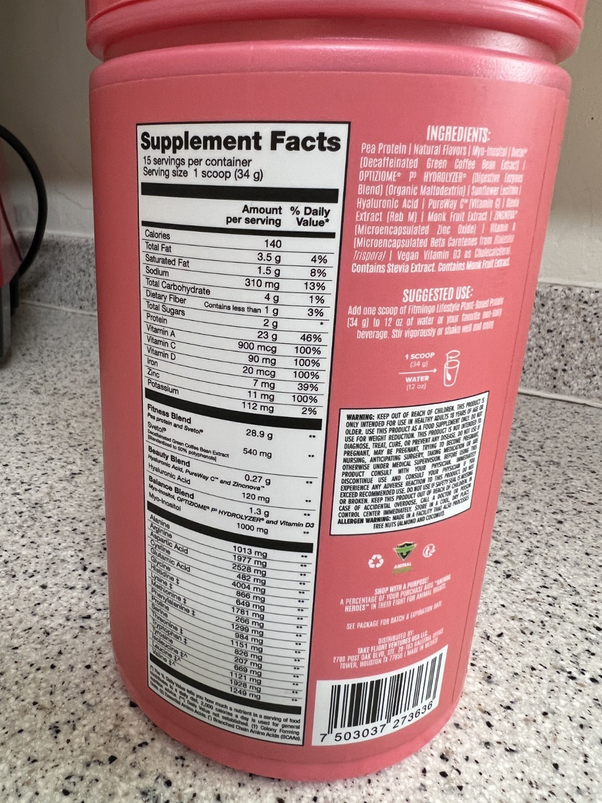 Fitmingo Vegan Protein Powder with Inositol, Collagen Boosters 1.12LB Vainilla