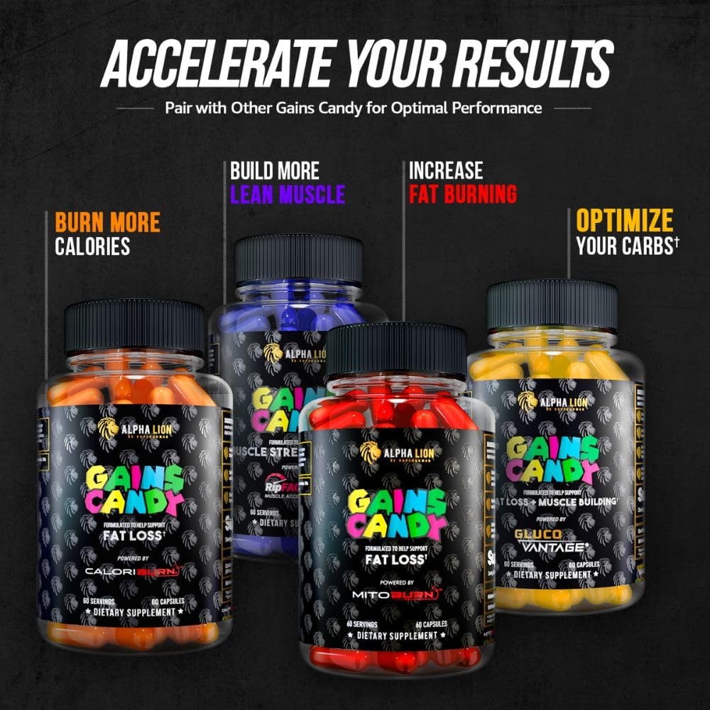 ALPHA LION Gains Candy, Supplement Pills for Muscle 60 Count (Pack of 1), S7