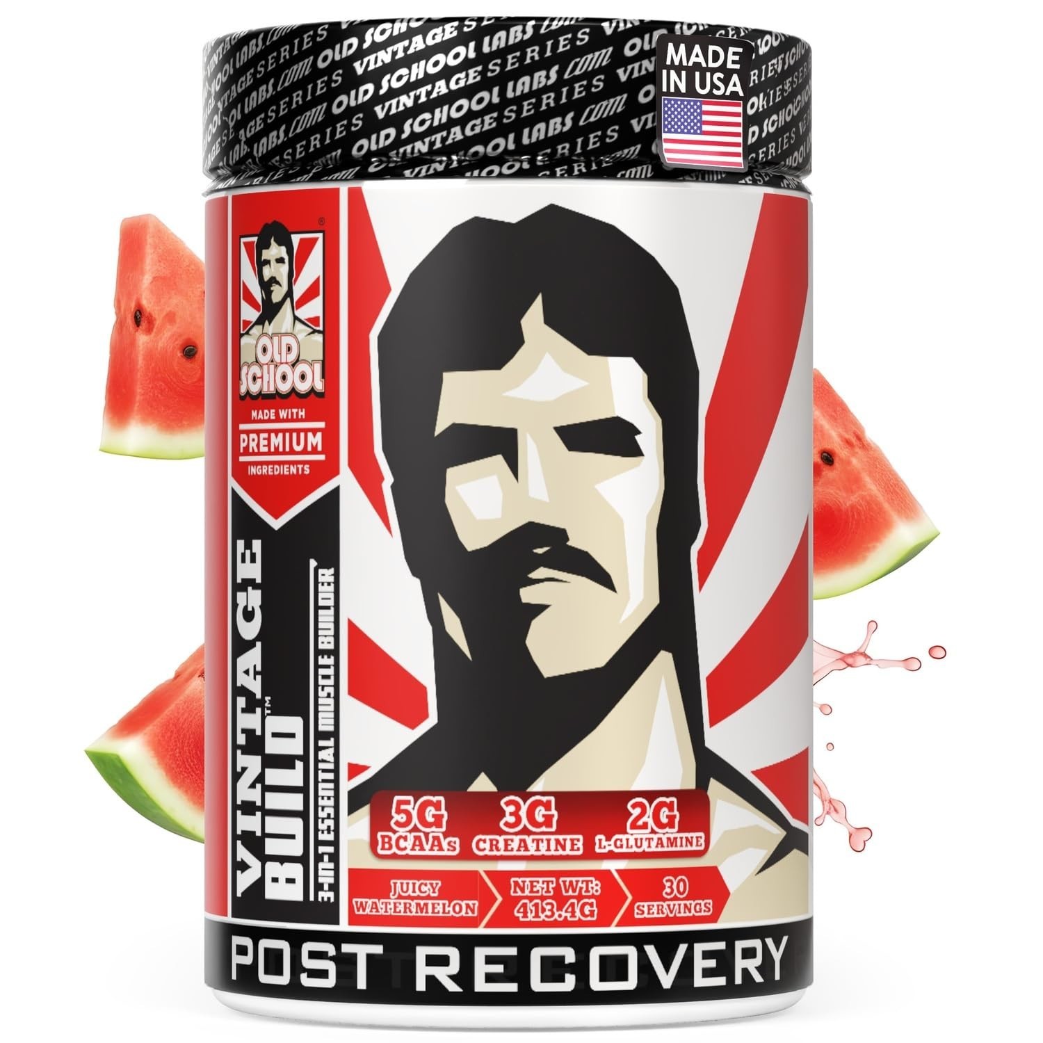 Vintage Build Post-Workout Recovery Powder – BCAAs, Creatine, L-Glutamine, Juicy