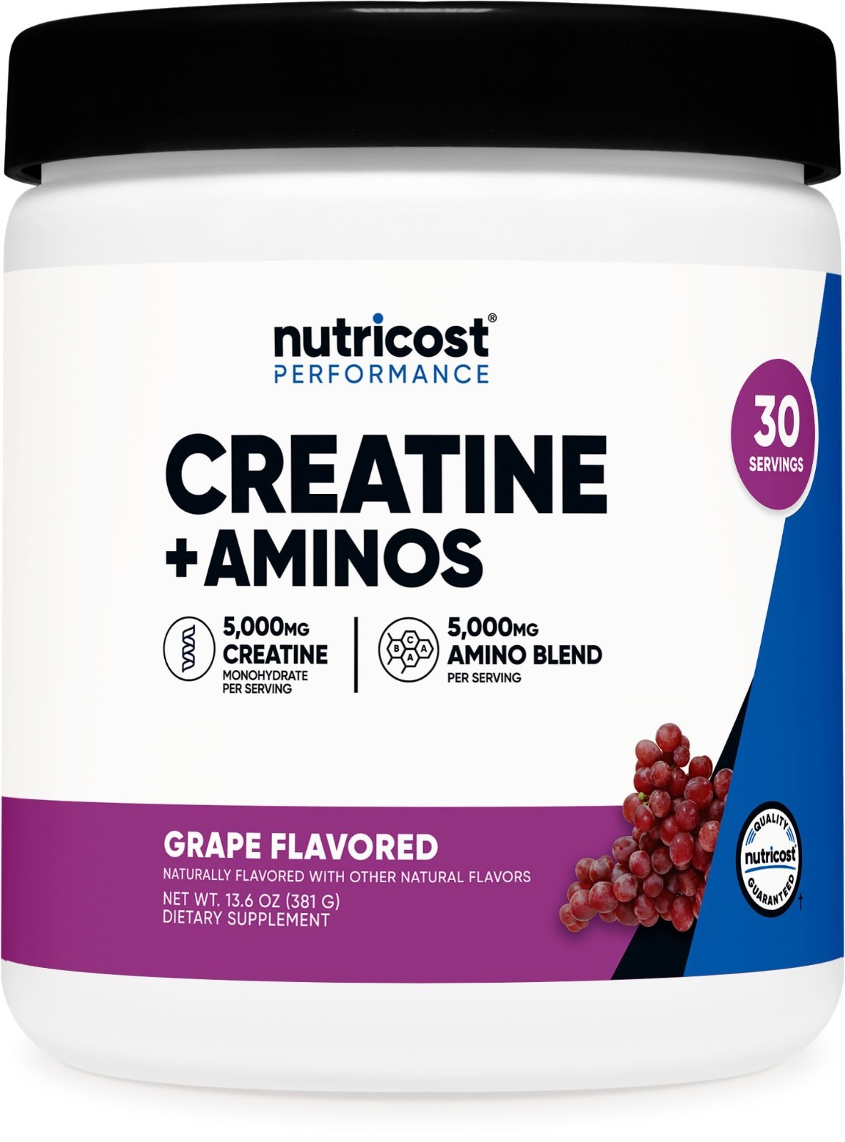 Creatine & Amino Acids Powder – Grape Flavor, 30 Servings, Gluten-Free, 5g Creat
