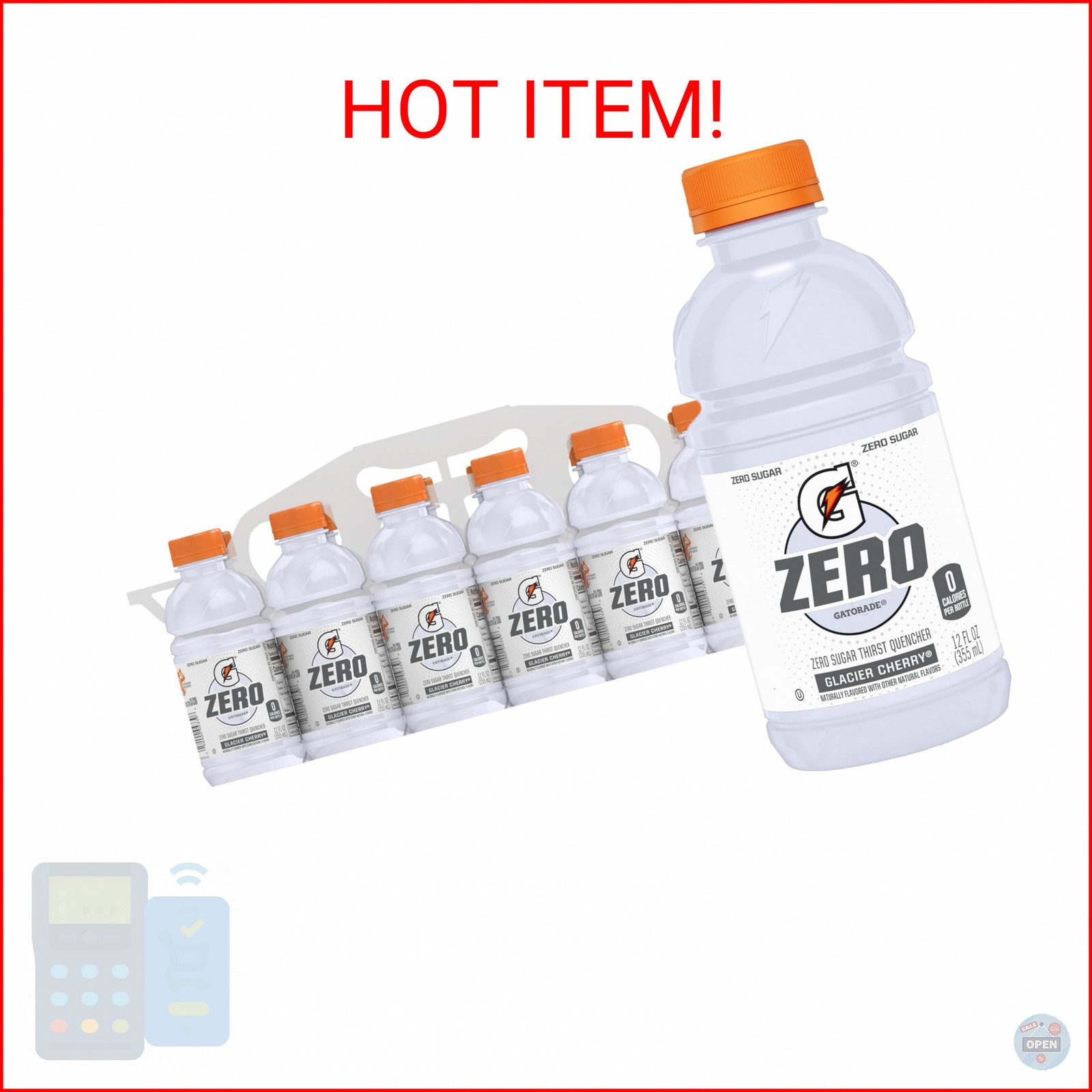 Gatorade G Zero Thirst Quencher, Glacier Cherry, 12 Ounce Bottles, 12 Count