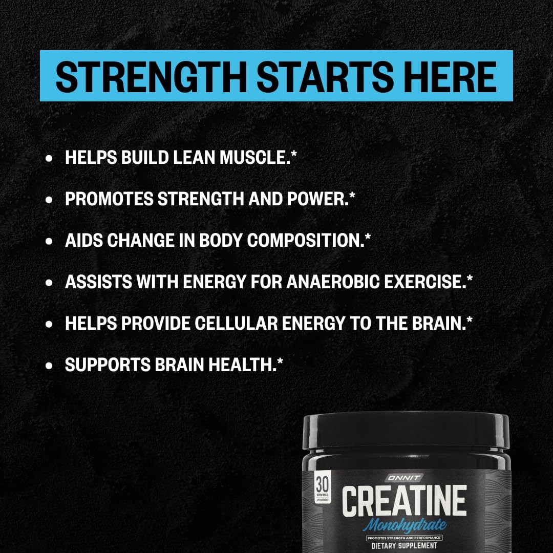 ONNIT Creatine Monohydrate Powder 5g, Unflavored, 30 Servings, Pack of 2 | IGEN