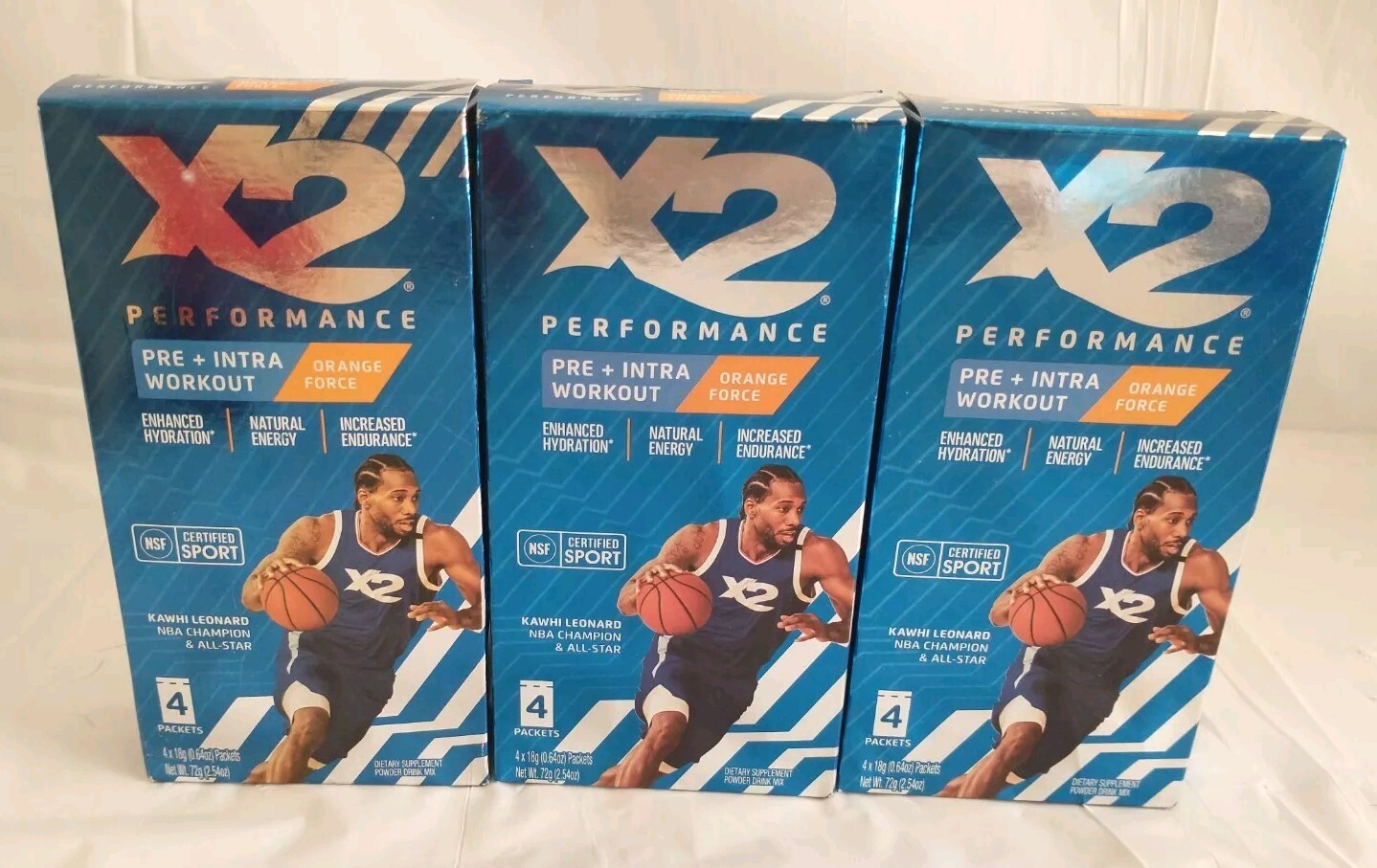 X2 Performance Pre + Intra Workout Powder Orange Force Drink Mix Packet LOT OF 3