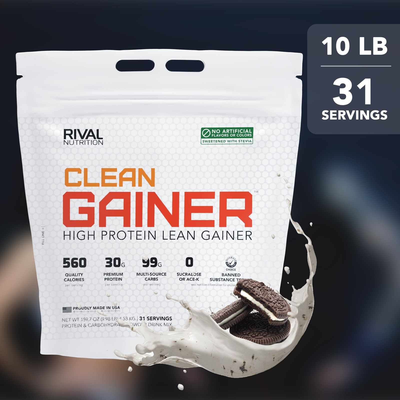 RIVAL NUTRITION Clean Gainer Cookies & Cream HighProtein Lean Gainer Powder I…