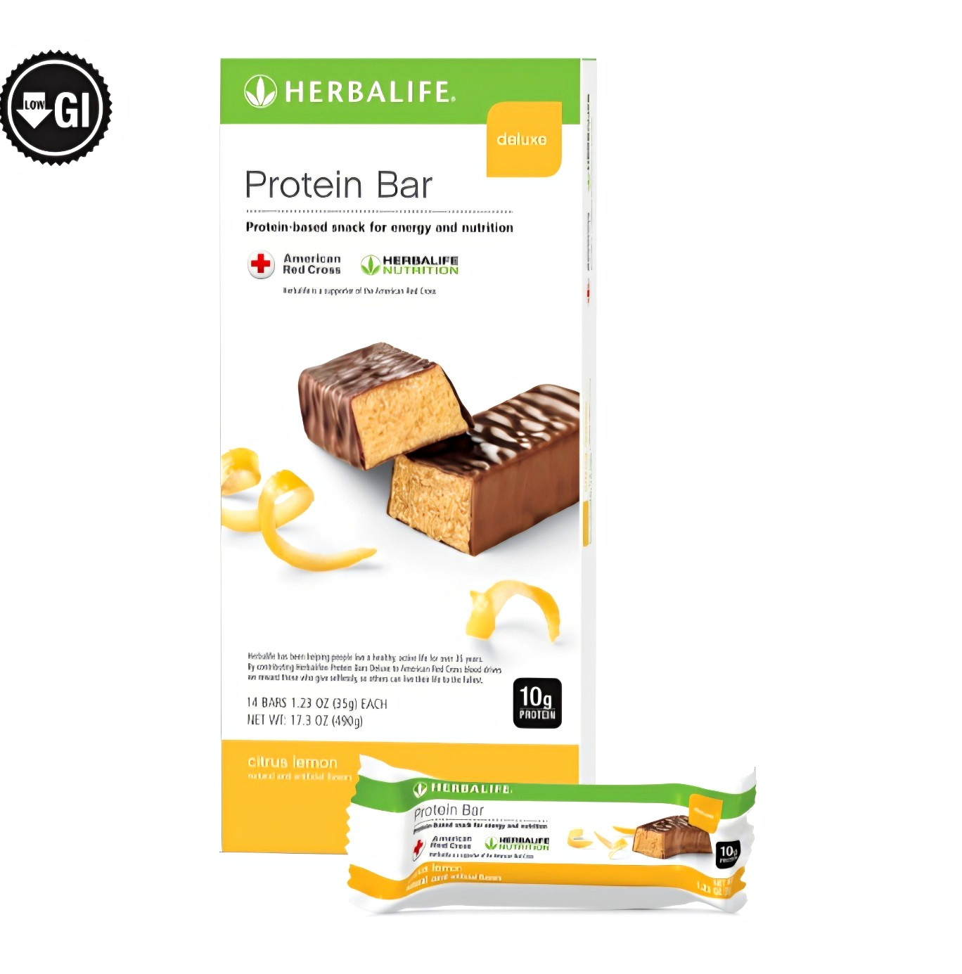 Herbalife Protein Bar Deluxe Citrus Lemon Low GI 14 Bars 35g Each
