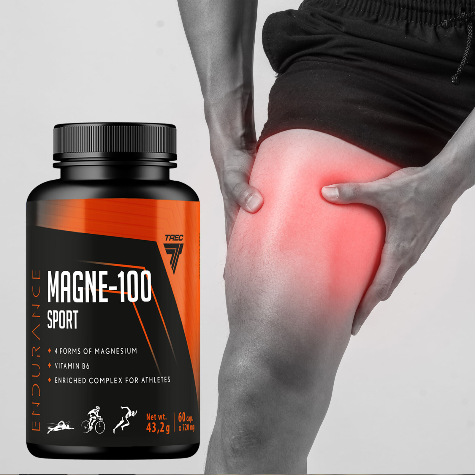 MAGNE-100 SPORT 60–360 Caps – Magnesium + B6 for Cramps, Energy & Recovery
