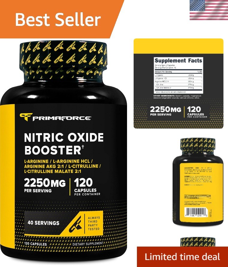 Elevate Workouts with 2,250mg Nitric Oxide Booster – 120 Capsules for Athletes