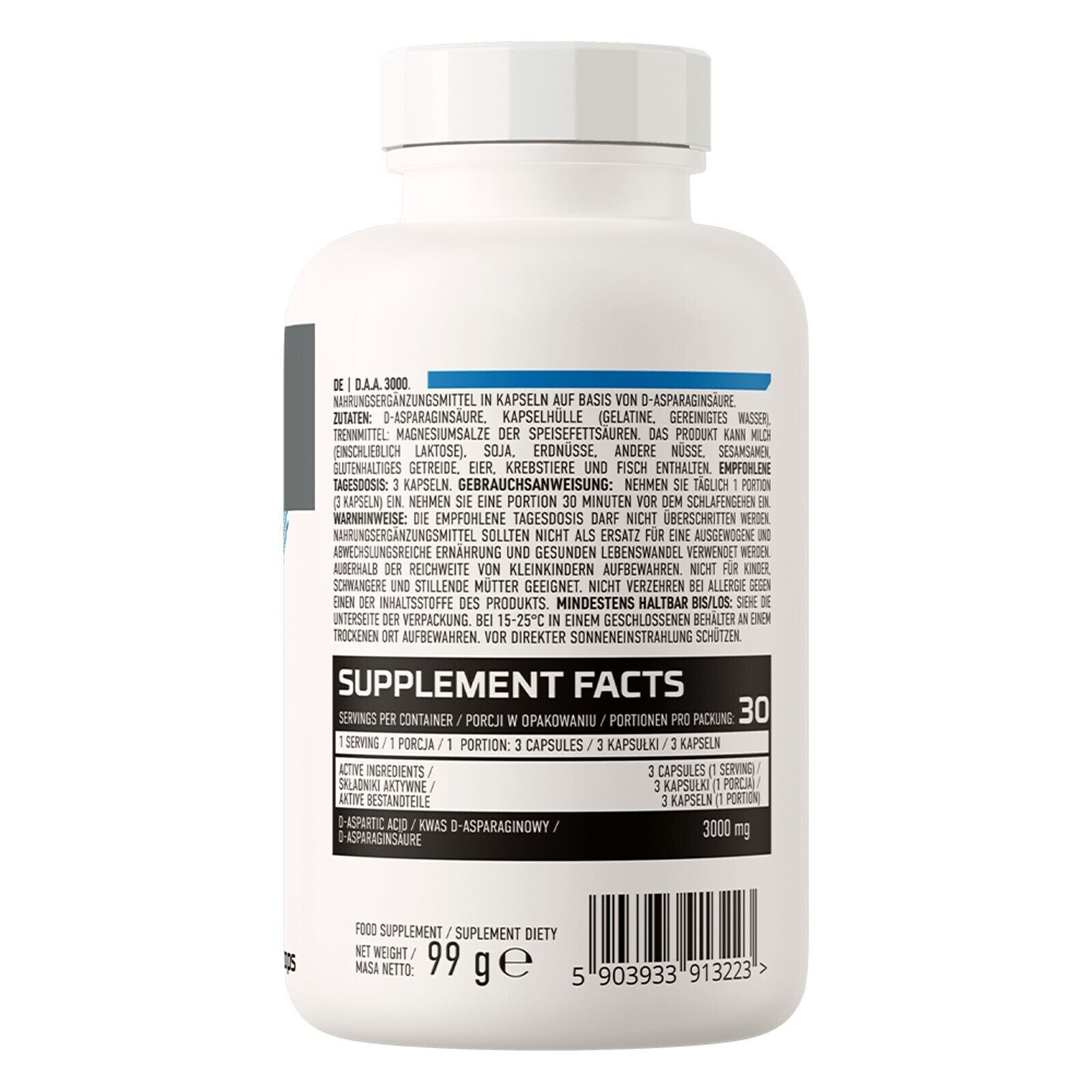 DAA 3000 90 capsules – Testo production, muscle strength, libido, regeneration