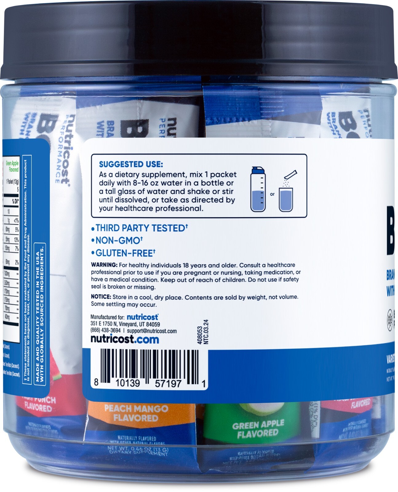 Nutricost BCAA+ Hydration Variety Pack (20 Stickpacks) – Gluten-Free