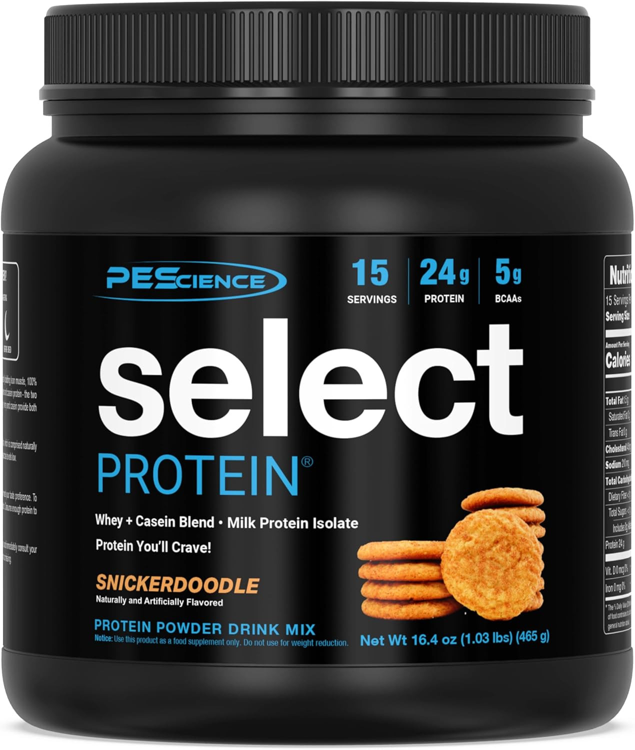 Select Protein Powder, Snickerdoodle, 15 Servings | Whey and Casein Blend, Lean