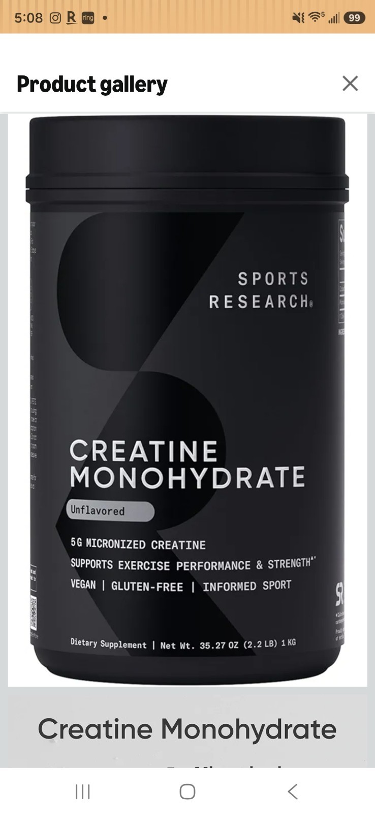 Creatine Monohydrate – Gain Lean Muscle, Improve Performance and Strength 2.2LB