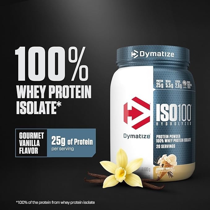 Dymatize ISO100 Gourmet Vanilla Whey Protein Isolate 25g Protein 20 Servings