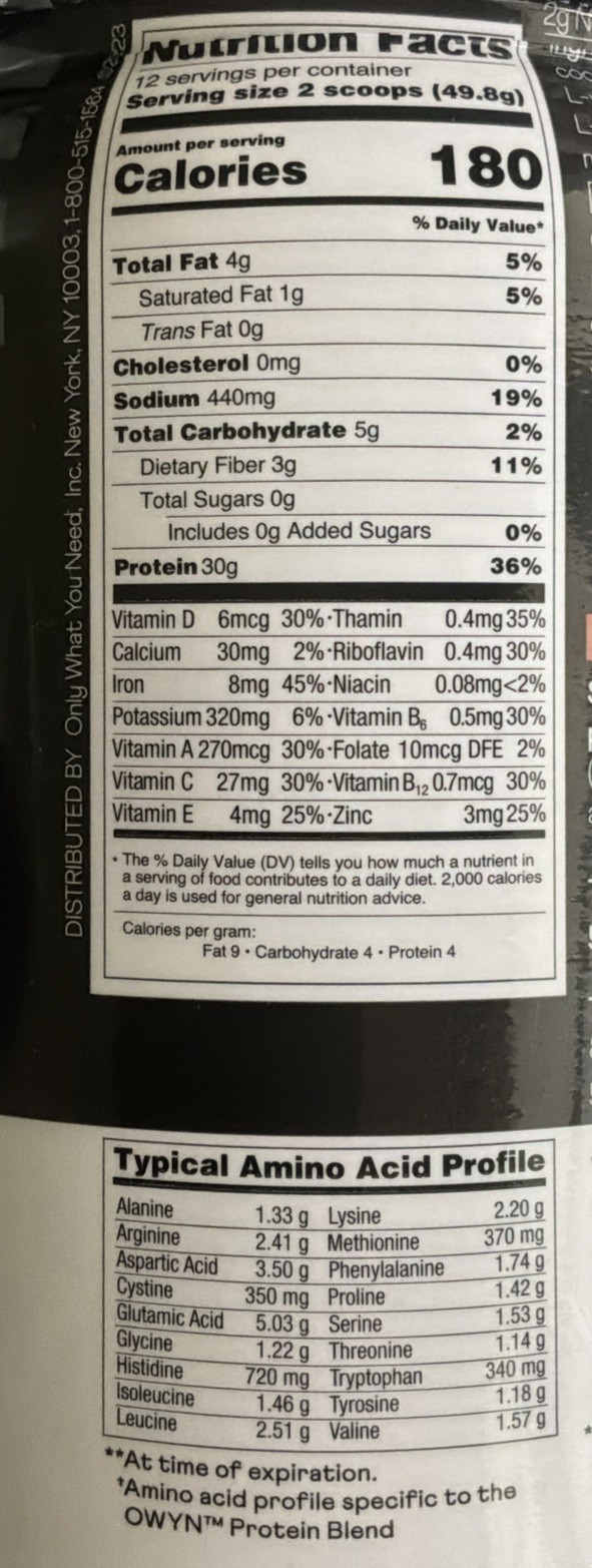 OWYN Elite Protein Only What You Need Chocolate Protein 1.32Lb Vegan zero Sugar