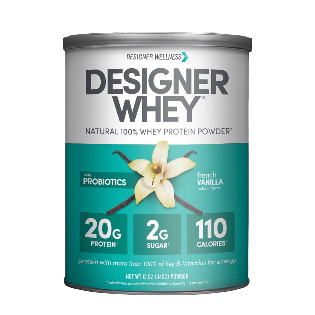 Designer Protein 100% Premium Whey Protein Powder, French Vanilla, 12z.