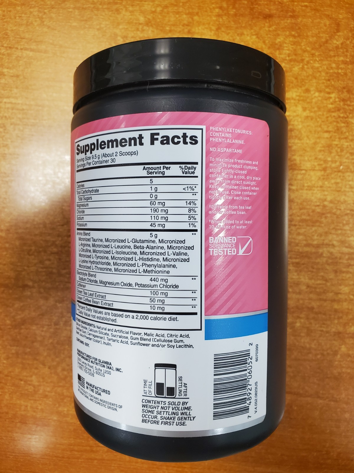 Optimum Nutrition Amino Energy Watermelon 10.05oz ea Exp 11/30/26 (0522) E3A