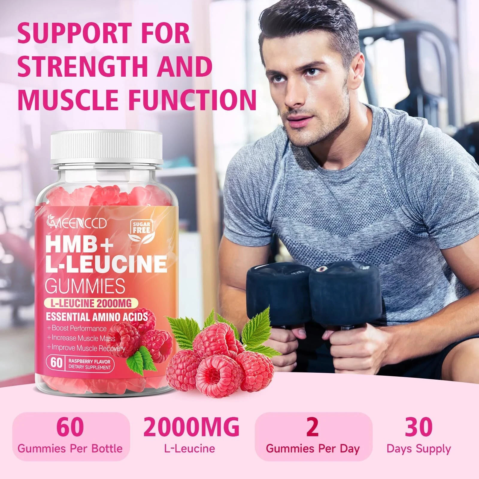 MEENCCD HMB and L-Leucine Gummies 3000mg HMB and Leucine Amino Acid for Muscl…