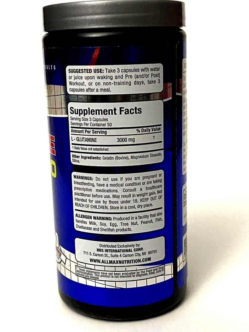 Allmax Nutrition, Glutamine 300 Fermentation Derived Glutamine 150 capsules