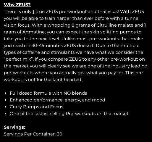 Storm Labs Zeus Pre Workout Supplement (30 Servings) Red Raspberry -Pump/Focus