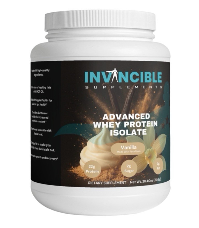 Invincible Supplements Advanced Whey Protein Isolate (VANILLA) 28.4 Oz 805g NEW!