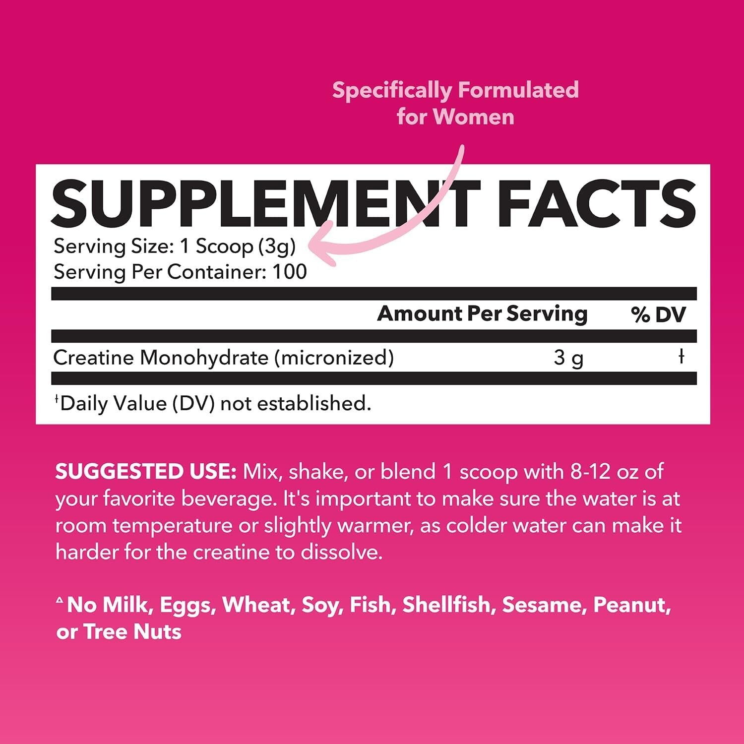 Micronized Creatine Monohydrate for Women Easy-to-Mix Post-Workout Recovery 300g