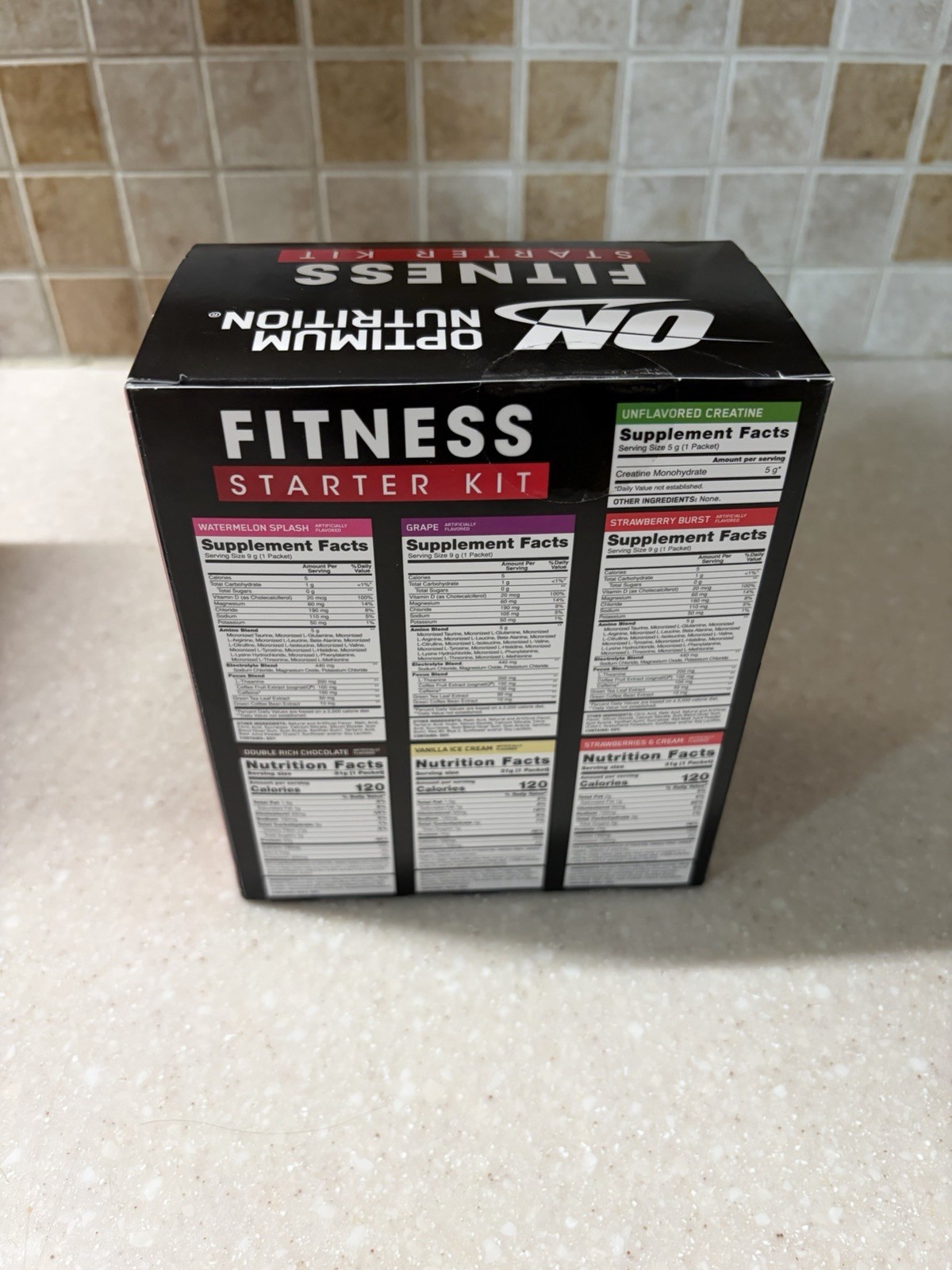 Optimum Nutrition Starter Kit Creatine Amino Energy & Whey 9/27 9 Packets Total