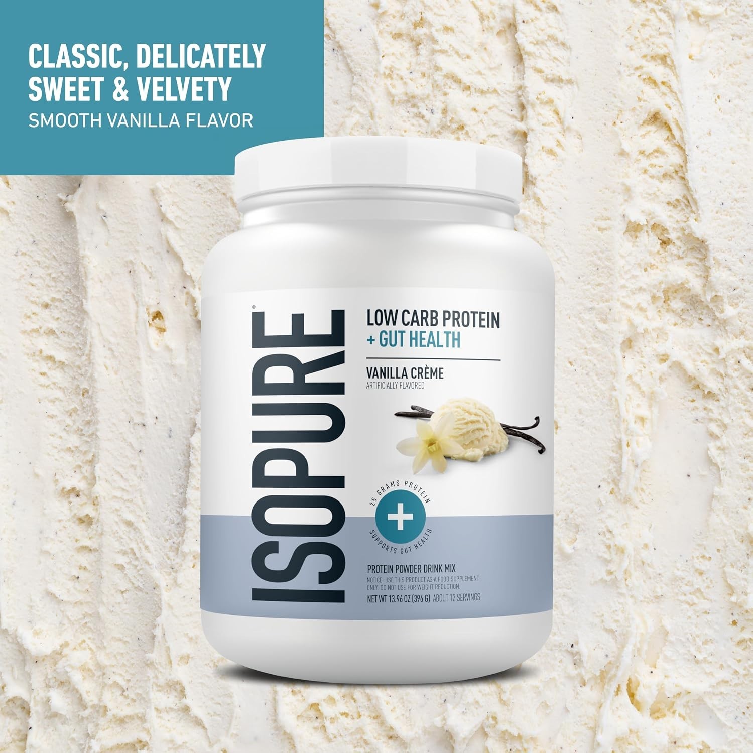 Isopure Protein Powder Vanilla Creme 25g Whey Prebiotics Vitamins 12 Servings
