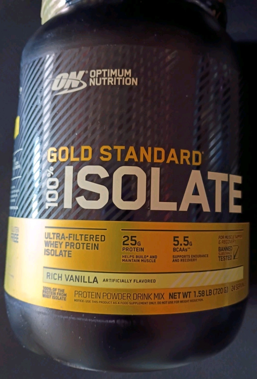 Optimum Nutrition Gold Standard 100% Whey Isolate Rich Vanilla 1.58 Lbs 03/27