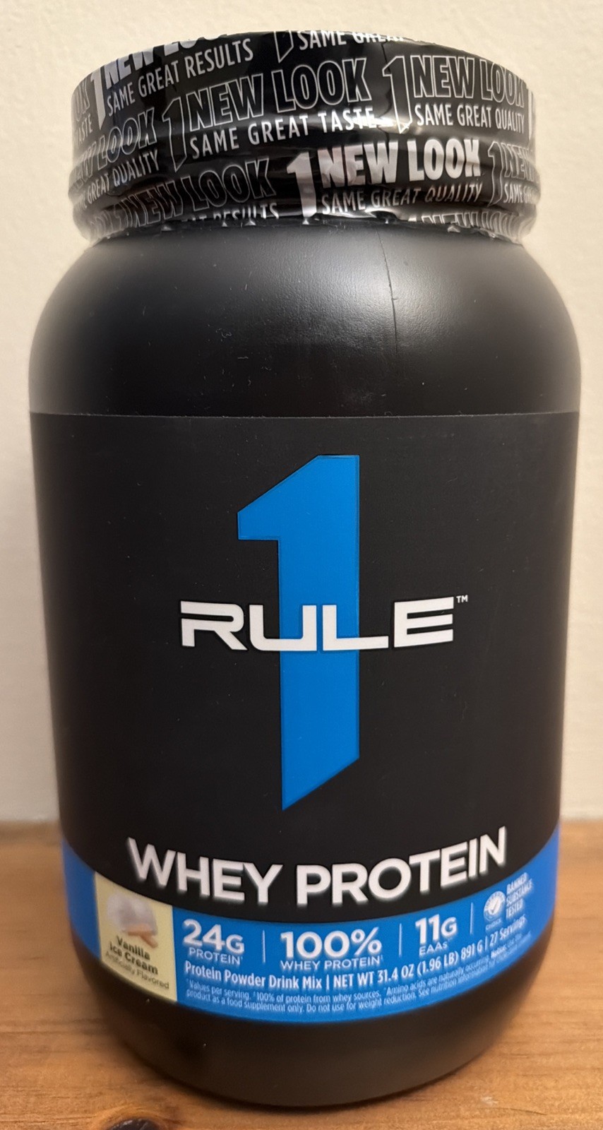 RULE 1 Whey Blend 27 serv Vanilla Ice Cream 100% Whey Protein Powder 1.96lb