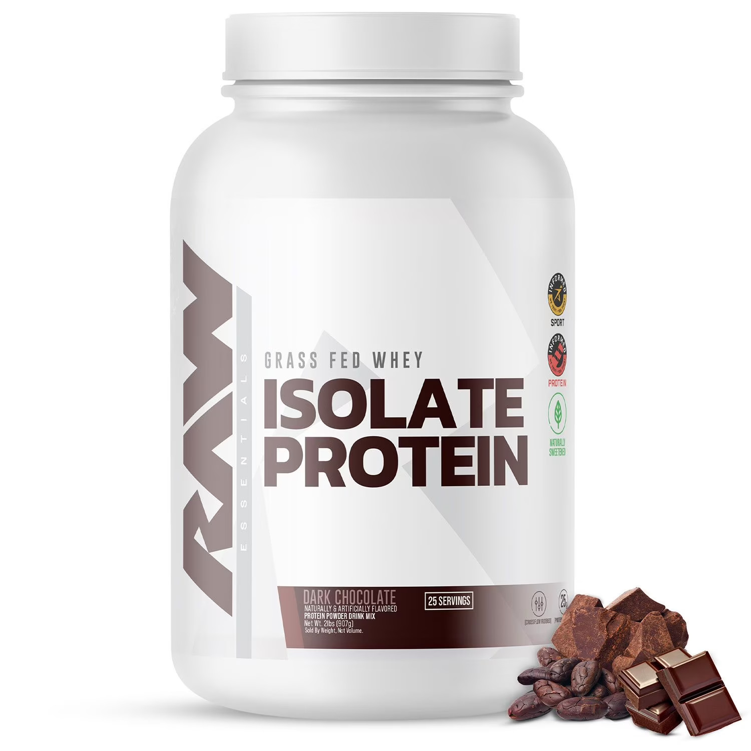 2 pack – RAW 25g Grass Fed Whey Isolate Protein Powder Dark Chocolate 4 lb Total