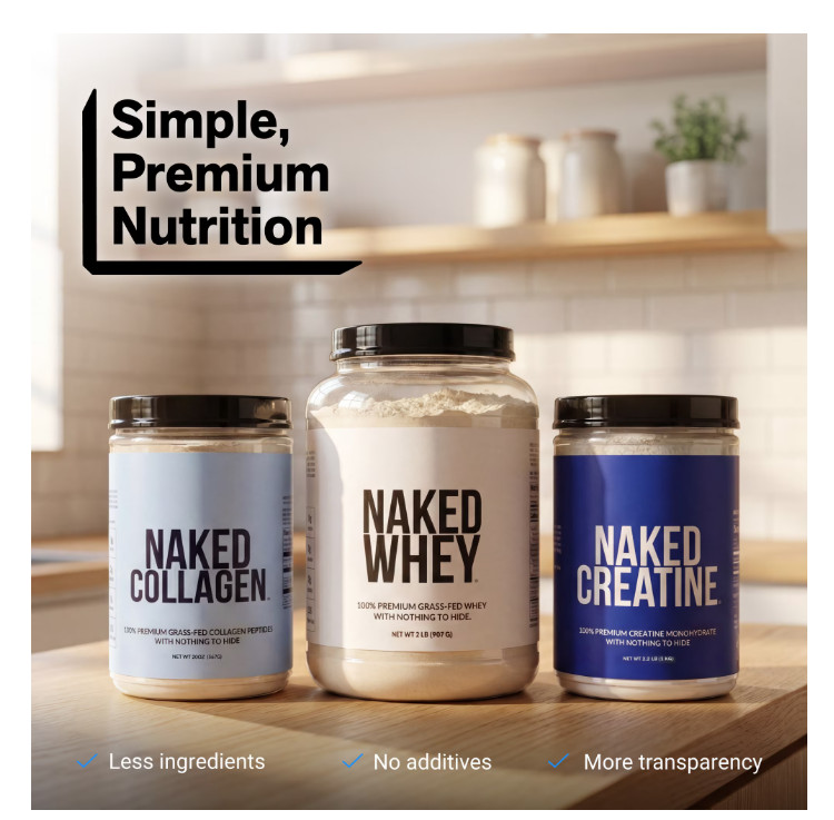Naked Whey Chocolate Peanut Butter 2lb 25g Protein Grass Fed