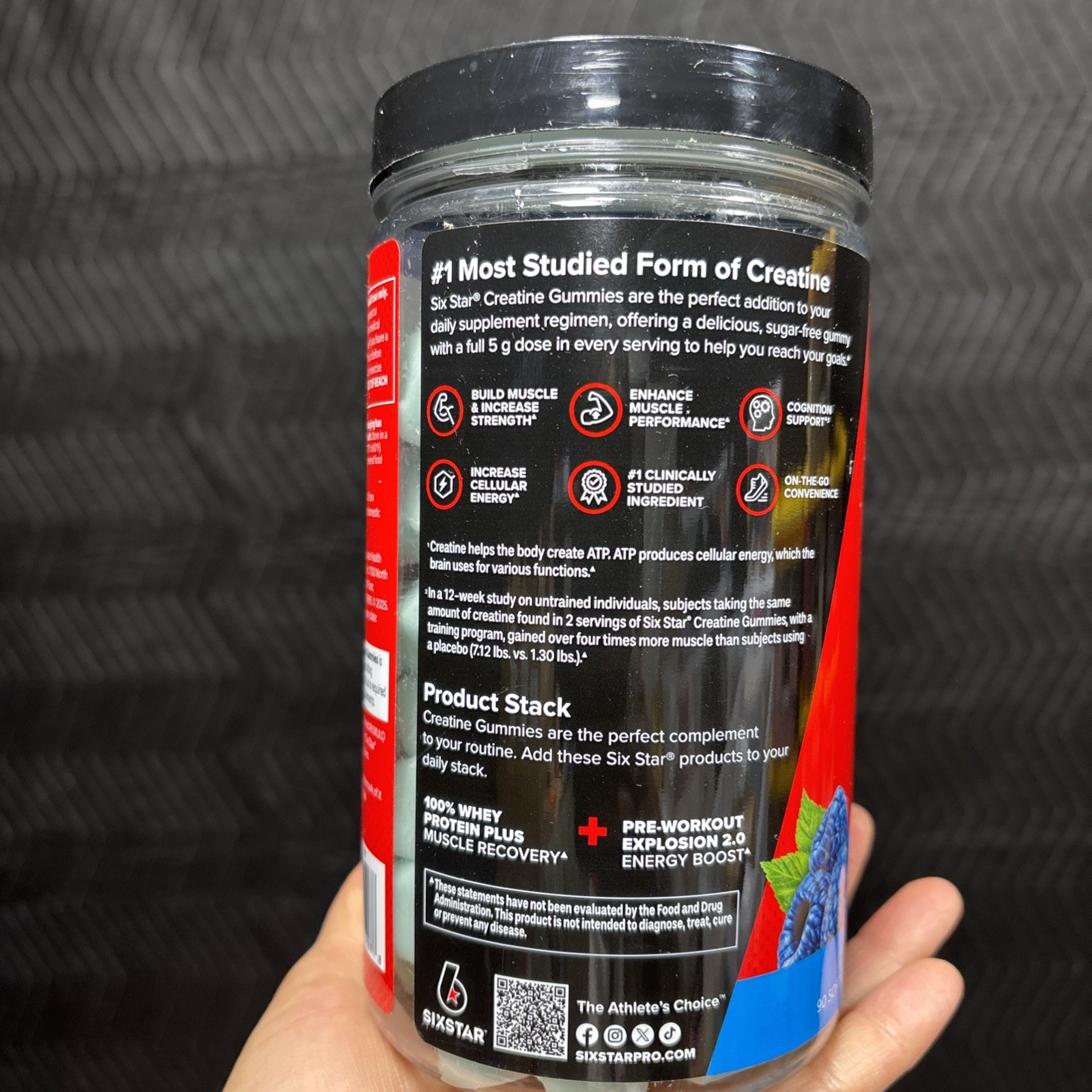 Creatine Gummies Blue Raspberry Muscle & Performance Supplement 5g 30 Servings