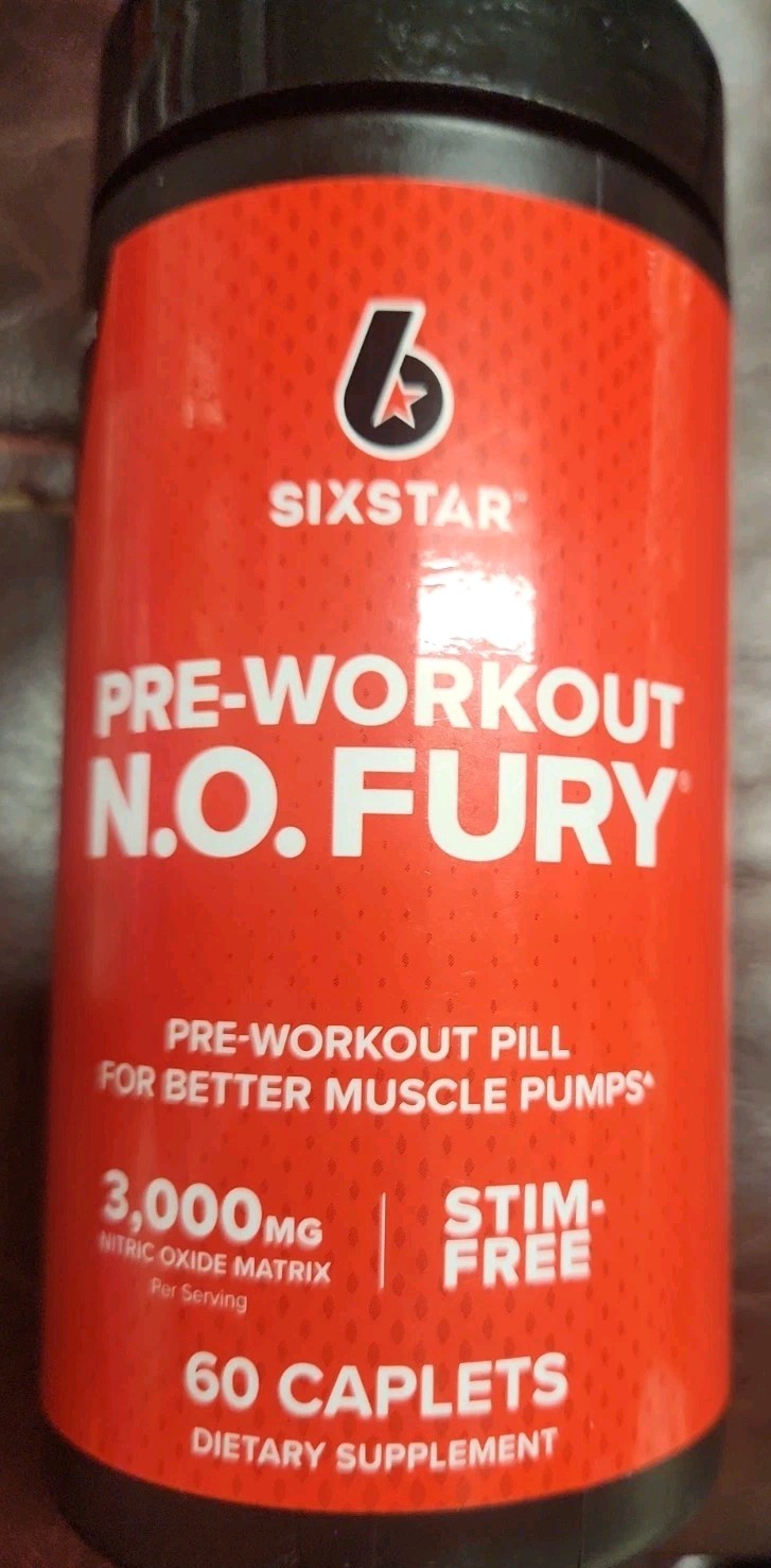 Pre-Workout N.O. FURY, 60 Caplets Exp 12/26