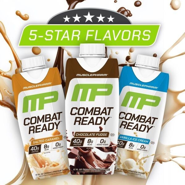 MusclePharm Combat Ready Protein Shake Ready to Drink, Vanilla Ice Cream 12 pack