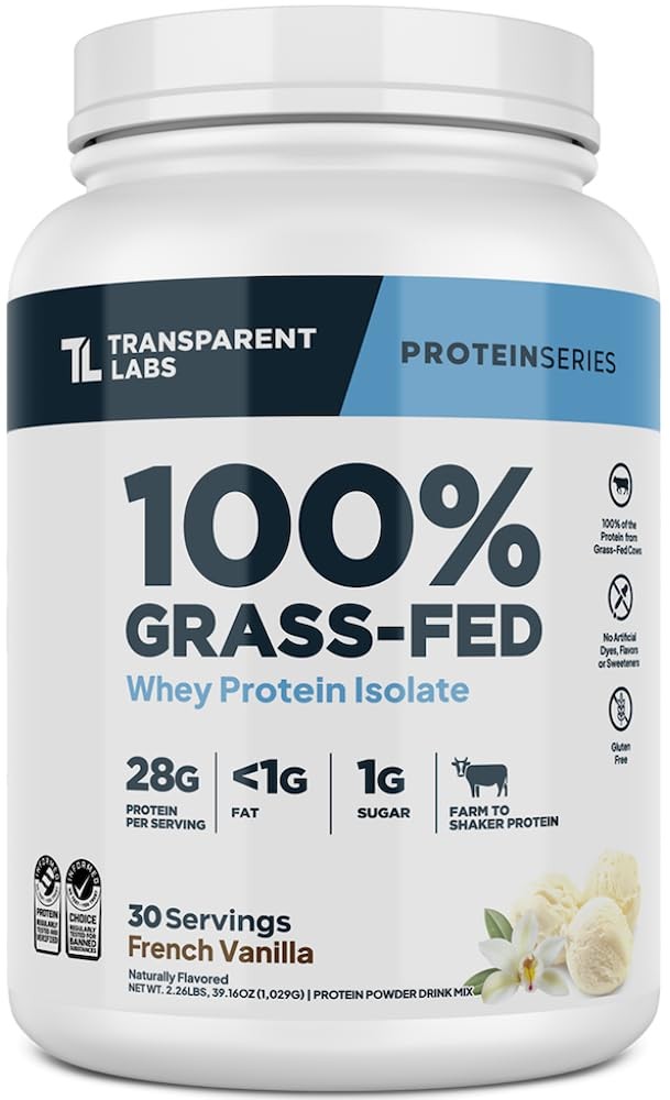 Transparent Labs 100 Grass Fed Whey Protein Isolate 30 Servings Natural Flavor