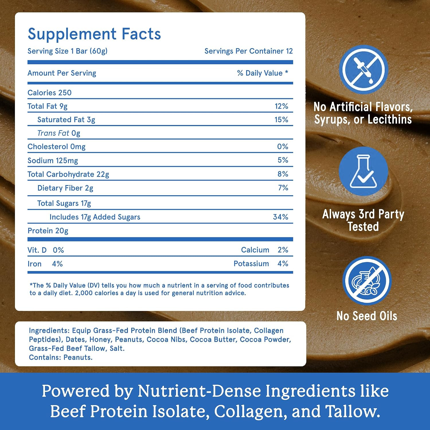 Foods High Protein Prime Bars – Grass Fed Beef Protein, Collagen & Tallow – Gut