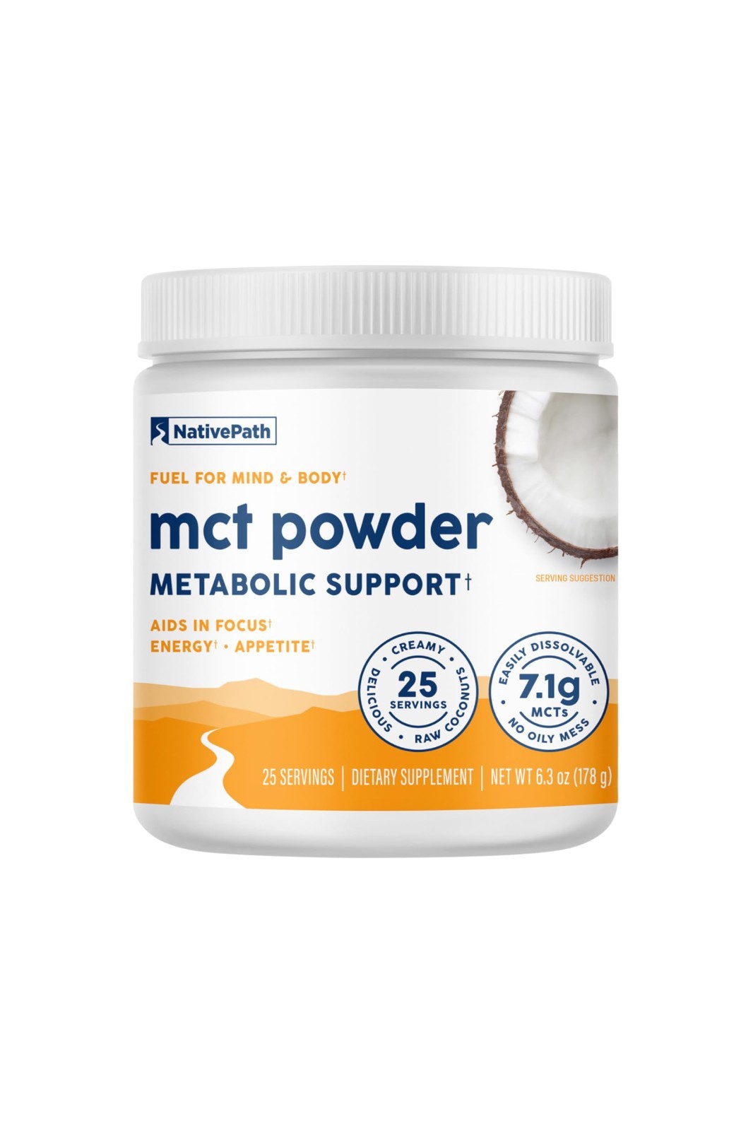 Keto MCT Oil Powder Unflavored, C8 & C10, 25 Servings, Coconut-Based, Dairy-Free