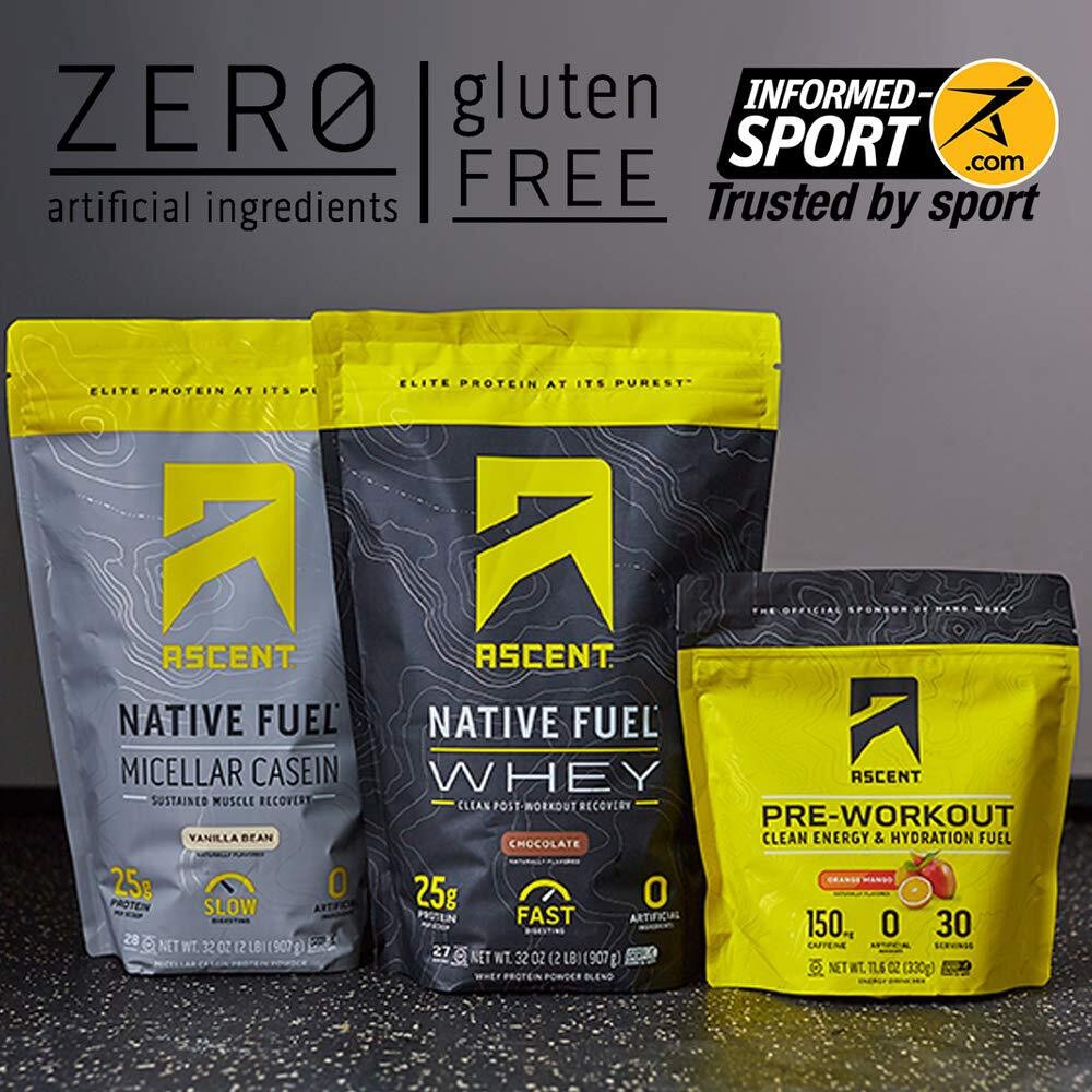 10/26 Ascent Native Fuel Whey Protein Powder – Vanilla Bean – 15 Packets