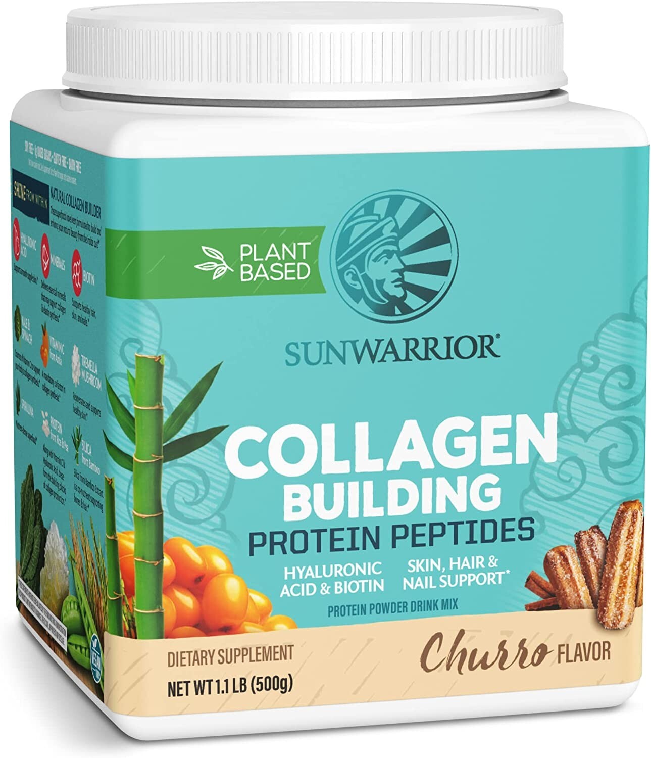 Sunwarrior – Collagen Building Protein Peptides | Drink Mix, Churro, 1.1 Lb/500g