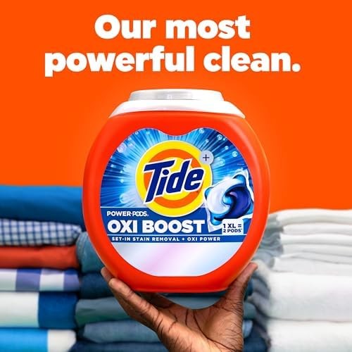 Tide Oxi Boost Power PODS Laundry Detergent Pacs, 57 Count, Set-In Stain Removal