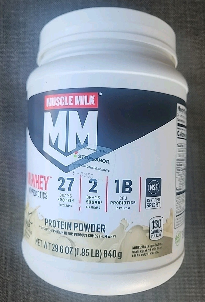 100% Whey With Probiotics Protein , Vanilla, 1.85 Pound Muscle Milk 23 Servings